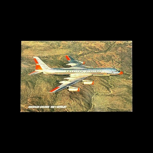American Airlines 990 Astrojet Postcard 1960s Aviation Commercial Plane Jet Age