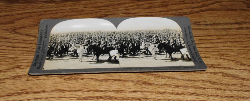 STEREO OPTICAL CARD # 18689 A BRISTLONG FOREST OF BAYONETS RUSSIAN TROOPS