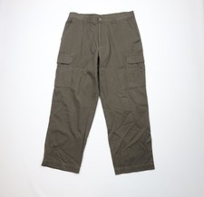 Vtg 90s Y2K Streetwear Mens 38x32 Distressed Baggy Wide Leg Cargo Pants Green