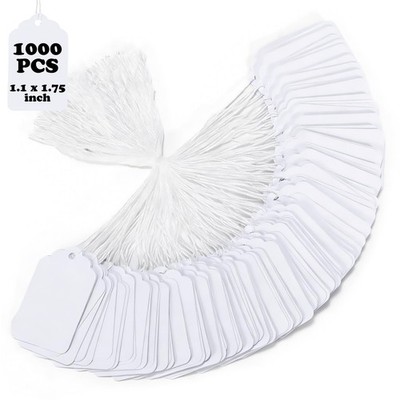 1000 PCS White Price Tags with String   1.75 x 1.1 Inch Heavy Duty 250 GSM Ha...