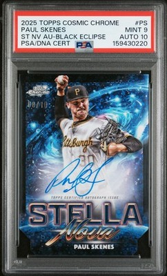 2025 Topps Cosmic Chrome #PS Paul Skenes St Nv Au-Black Eclipse/10 PSA 9/10
