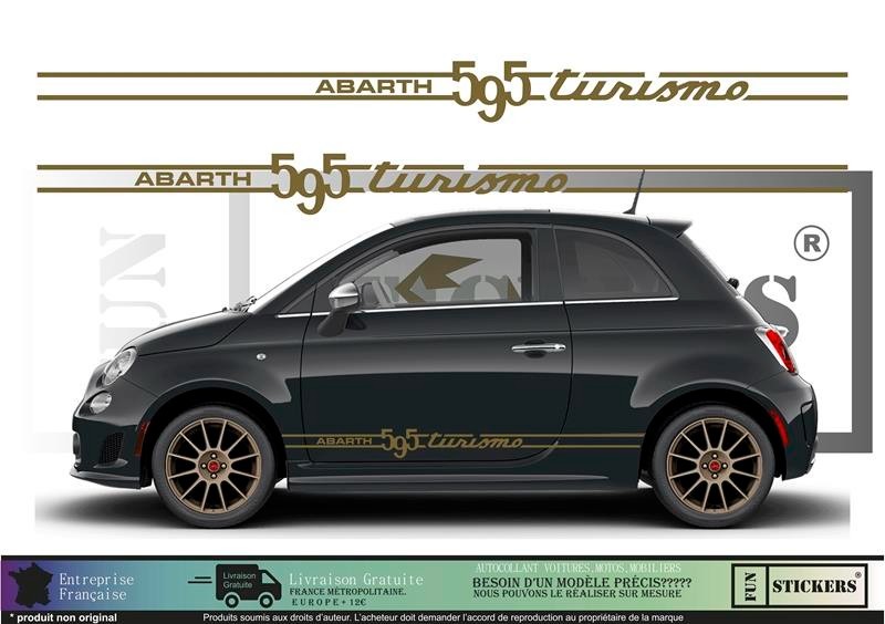 Stickers pour Fiat 500 kit bandes bas de caisse autocollant déco de voiture étanche