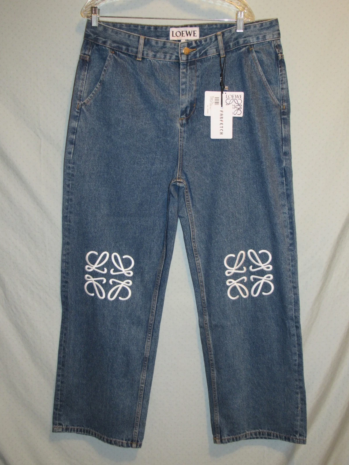 Loewe — NWT Loewe Anagram High Waist Baggy Straight Indigo Jeans 5XL 36x30 (actual) New