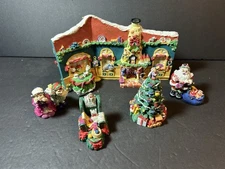 VTG Once Upon A Christmas 1992 Giny Inc. Christmas Toy Store/Santa/Tree Lot Figs