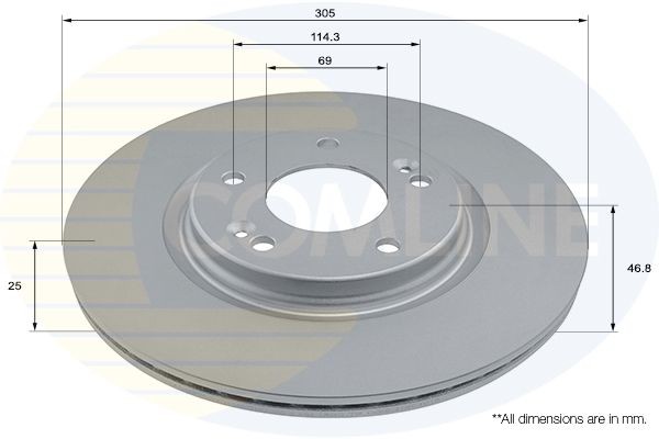 Brake Disc Front Fits Hyundai i30 Kona Tucson Kia Ceed Niro COMLINE ADC2982V