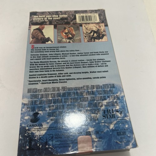 Cliffhanger VHS VCR Video Tape Movie Sylvestor Stallone Tape - Foto 2 di 3