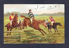 c1905 Postcard, Horse Racing, Jockeys on Horses – Early Chromolithograph
