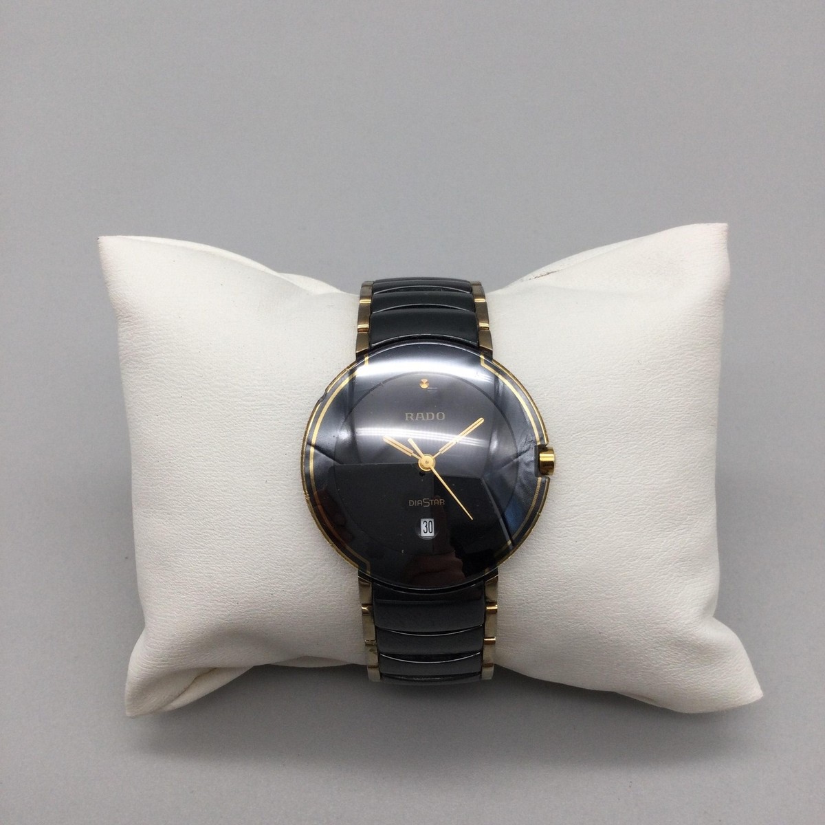 Rado DiaStar Womens Watch 30mm Black Dial Gold Tone 129.0301.3 New