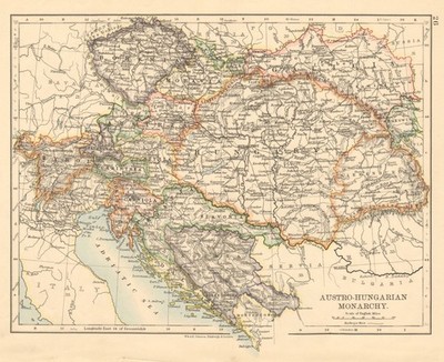 AUSTRO-UNGARISCHE MONARCHIE Dalmatien Slawonien Siebenburgen &c JOHNSTON 1892 Karte