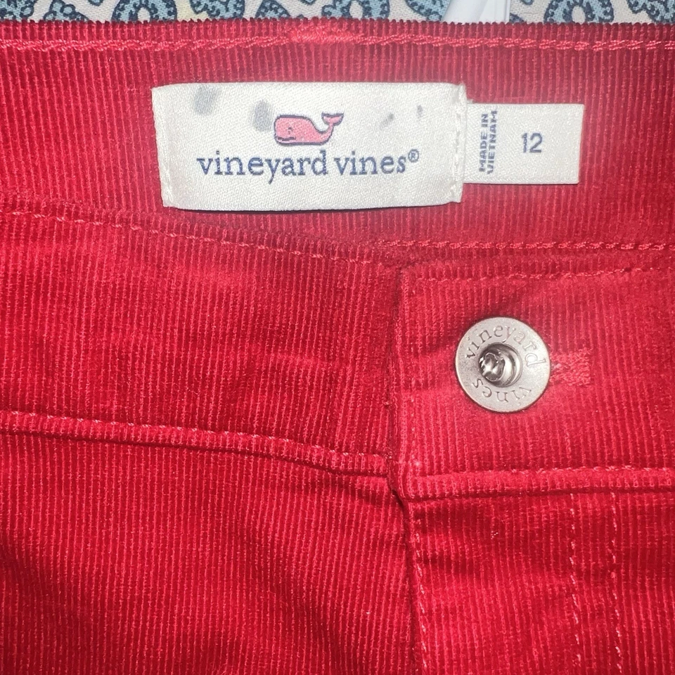 Pantalones de pana acampanados Vineyard Vines nuevos sin etiquetas vacaciones rojo acampanado niñas talla 12 Foto 3 de 3