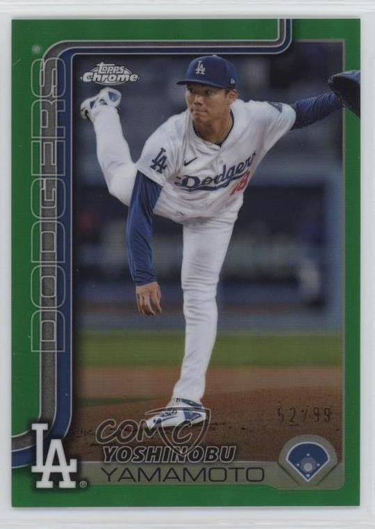 2025 Topps Chrome Green Refractor 52/99 Yoshinobu Yamamoto #179 19jf