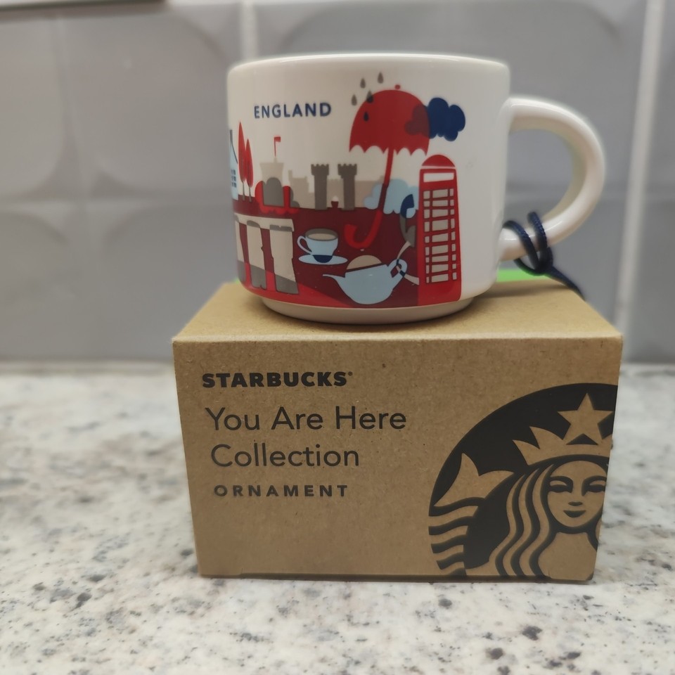 Starbucks You Are Here Ornaments England & London Set 2oz New In Box