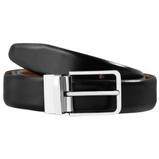 Ceinture réversible cuir lisse noir marron Leonardo Verrelli 100 cm coffret