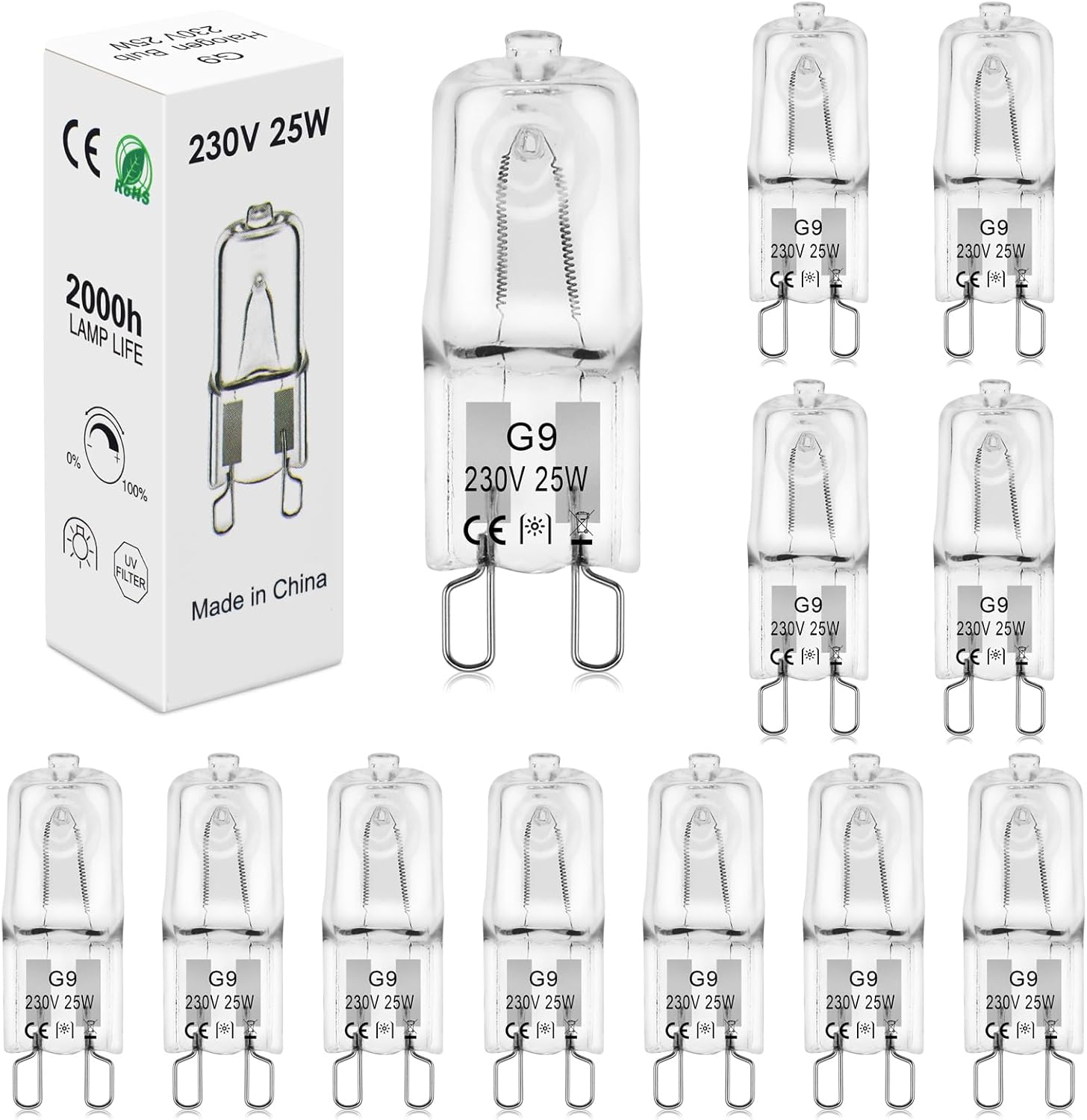 G9 25W Halogen Bulbs, 230V 500LM 2800K Warm White Capsule Bulbs, Dimmable (12 Pa