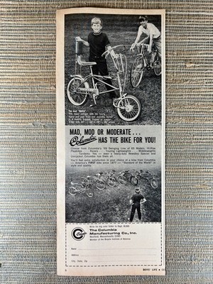 Columbia Mach 3 Bicycle Bike Hi-Rise Playbike Racer Tandem 1969 Vintage Print Ad