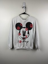 Vintage I Heart Mickey Mouse White Crewneck Sweatshirt Size Small Medium Kiss
