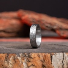 Men's or Women's Hammered Silver Solid Tungsten Carbide Ring Wedding Band 6mm