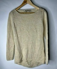 Bianca B Sweater Womens M Wool Blend Knit Crochet Hi Low Hem Italy Boho Artisan
