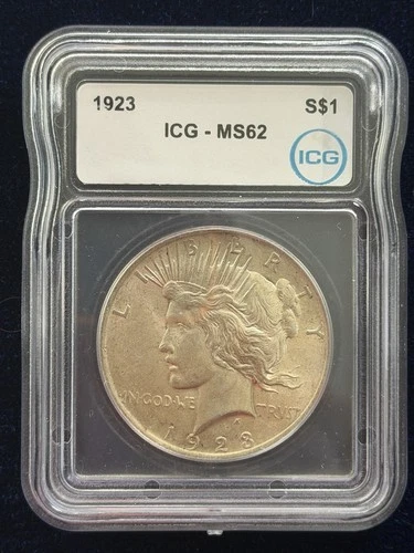 1923 Silver Peace Dollar ICG MS62