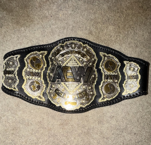 AEW World Championship Replica Wrestling Belt - Black Strap, Gold Plates