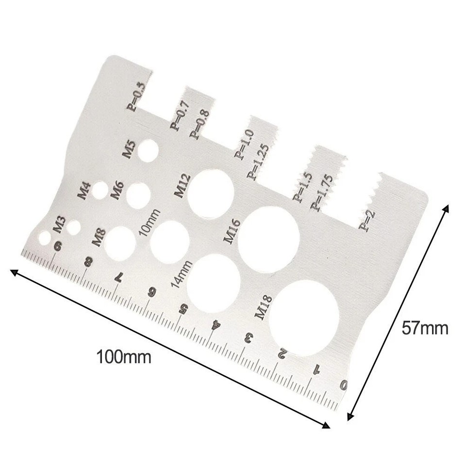 Screw Thread Pitch Gauge Stainless Steel Bolt & Nut Size Measuring Tool ...