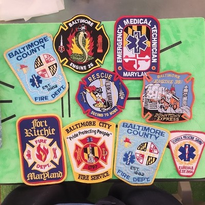 10 antique Baltimore City Maryland Firefighing Patches