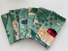 6 matching napkins 16 x 16 farm scene barn cows trees cotton
