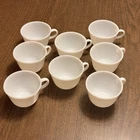 Vintage Pyrex Corning MCM Opal White Milk Glass Cups with C-Handles (8 total)