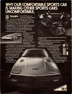 Triumph TR7 British Leyland Motors Inc. print ad