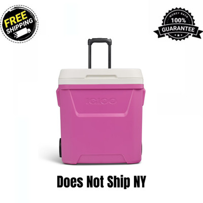 Igloo 60 QT Laguna Ice Chest Roller Cooler with Wheels Pink Heavy Duty