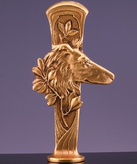 FINE c1900 FRENCH ART NOUVEAU COLLIE DOG FIGURAL GILT BRONZE WAX DESK SEAL