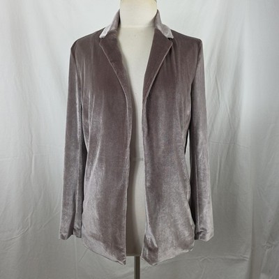 Bobi Black LA Shiny Taupe Velour Blazer Jacket Womens Small Boho Holidays 