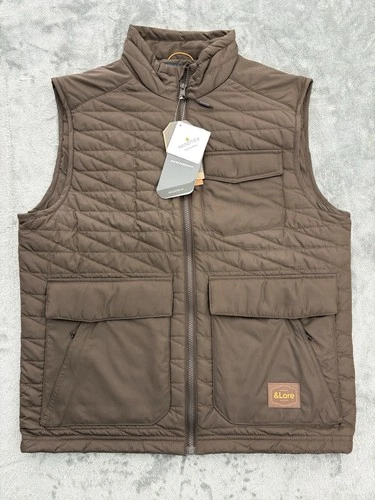 &Lore By Tahoe River Vest Mens Medium Brown Full Zip Primaloft Quilted Puffer - product listing photo