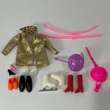 Barbie Accessory Bundle - Gold Coat, Shoes, Skates, Helmets - Random Assortment