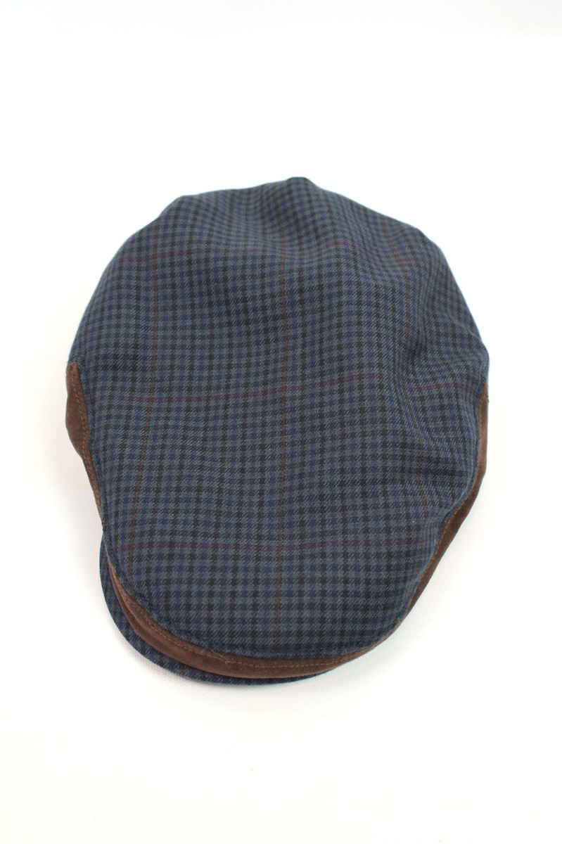 Goorin Bros newsie flat cap blue plaid cap. Amazing inside lining. Size small. Goorin Bros Newsboy Cap Sz S Blue Brown Plaid Wool Blend  main image 3