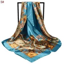 Scarf 35x35" Floral Hair Square Turban Shawl Satin New Free Ship 4407