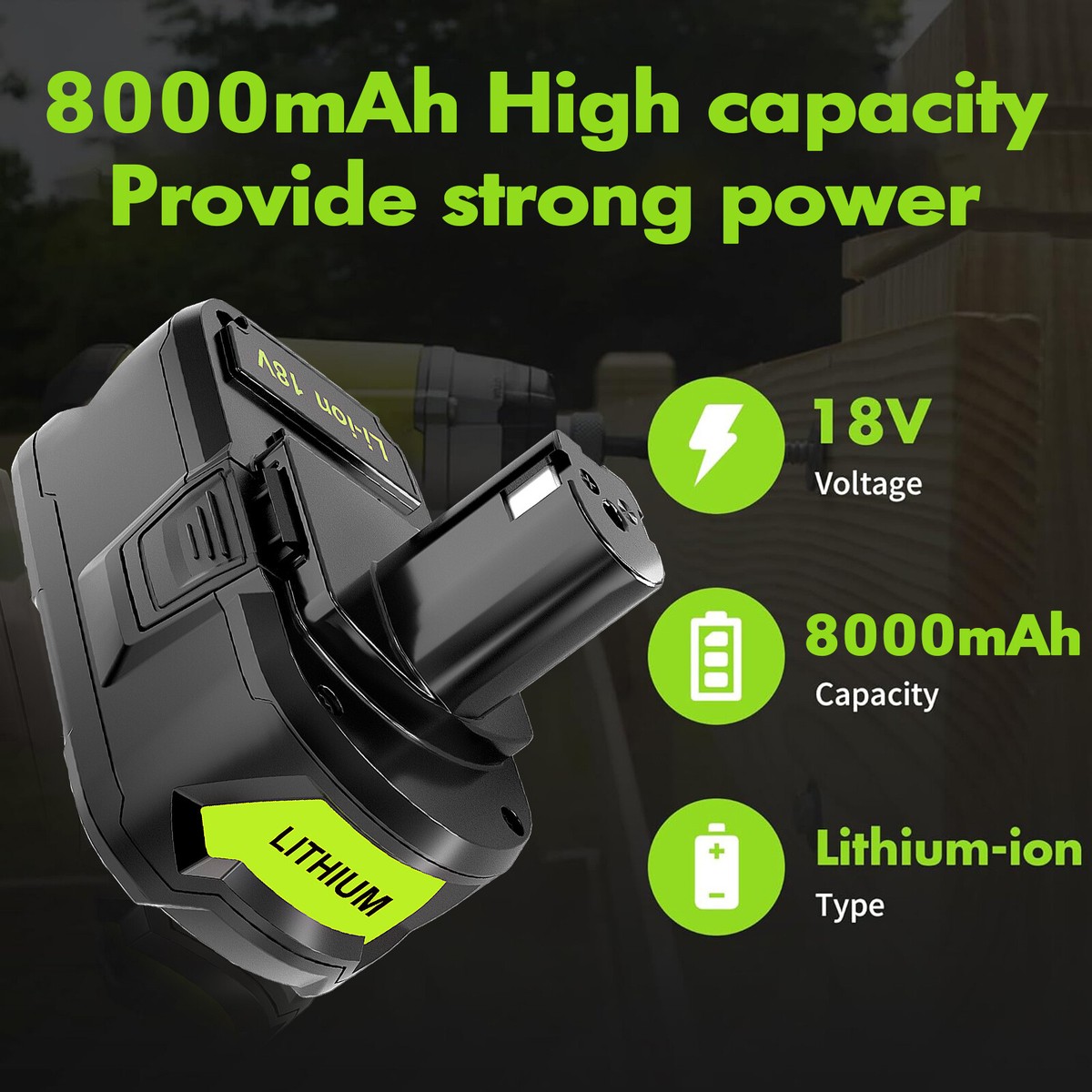 PCS 18V Lithium Battery for Ryobi P108 P102 P200 P201 P203