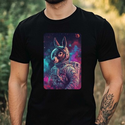 Herren T-Shirt Esel als Astronaut Motiv Baumwolle Größe XS bis 5XL