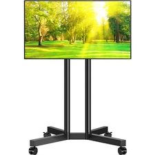 Mobile TV Stand for 32 to 70 inch, Versatile Rolling TV Cart, Metal Black