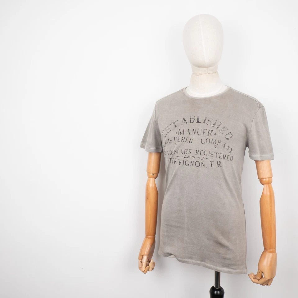 CHEVIGNON Vintage Gray Gray Short Sleeve Stretch Cotton Centr Logo T-Shirt M  - Image 2 of 4