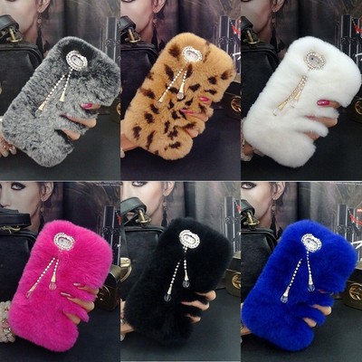 Fashion Rabbit Fur Diamond Crystal Bling Case For iPhone 16 Pro Max 14 13 12 15