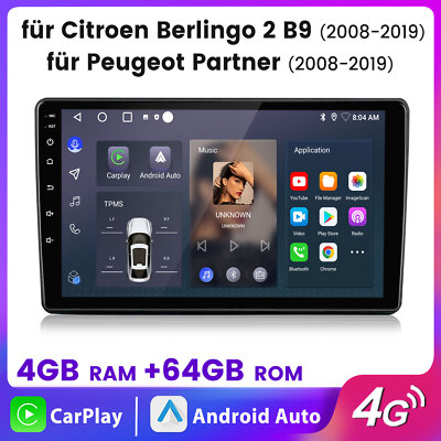 Für Citroen Berlingo B9 Peugeot Partner 4+64G 9''Android13 Autoradio GPS Car-Play