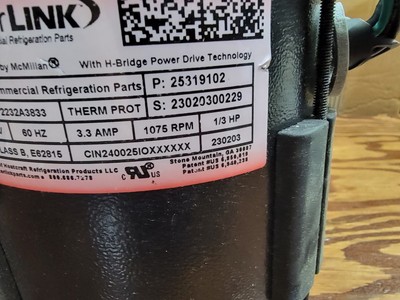 Interlink Condenser Fan Motor 25319102 1/3HP 208-230V 1PH  