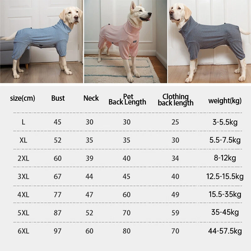 4 Legged Elastic Dog Pajamas High Collar Sleepwear for Large Dogs Pet Loungewear - Image 4 of 4