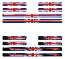 Union Jack 3D Dekor Gel UK Flaggen Aufkleber Set für Auto Motorrad : 12 Flaggen 