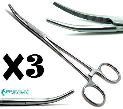 3× Rankin Crile Hemostat Forceps Curved 6.25'' Locking Handle Surgical Tools