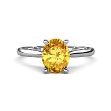Citrine Oval Shape 9x7 mm Hidden Halo Engagement Ring JP:345981