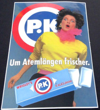 Werbe-Aufkleber Wrigleys P. K Chewing Gum Kaugummi Philip Knight 80er Jahre