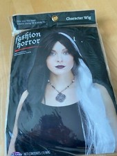 Black White Long Wig Fashion Horror Gothic Witch Adult Costume Hair Halloween