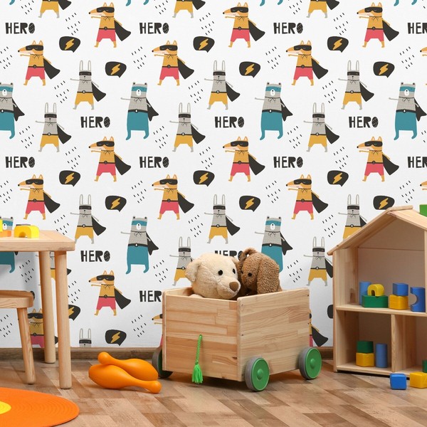 10M Vlies Tapeten Rollen Kinderzimmer Tiere FüChse BäRen Hasen Helden Xxl 4239-image